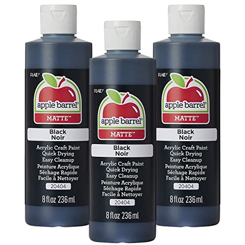 Image of Apple Barrel Acrylic Paint, Black (Pack of 3) 8 oz, 20404EA- (Pack of 3)