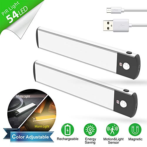 LED Closet Light, 54 LED Rechargeable Wireless Motion Sensor Closet Light Under Cabinet