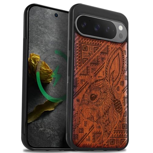 Coque Pixel 9 Pro XL Magsafe Carveit en TPU antichoc design géométrique lapin rosé