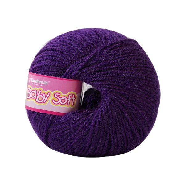 Image of Vardhman BabySoft Knitting Yarn | 100% Acrylic Wool | 4 Ply | Thin Knitting & Crocheting Hook Thread & Lightweight | Special Baby Wool | 150 Grams (6 Balls of 25g) | Machine Washable | Ideal for Blankets, Hats, Booties Ultra-Soft for Baby Sweaters, Blankets, Caps, Socks, Soft toys, Art & craft (Indigo Purple 56 + White 18)
