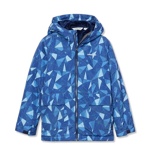 Lands' End Kids Water Resistant Insulated 3 in 1 Jacket Small Medieval Blue Abstract