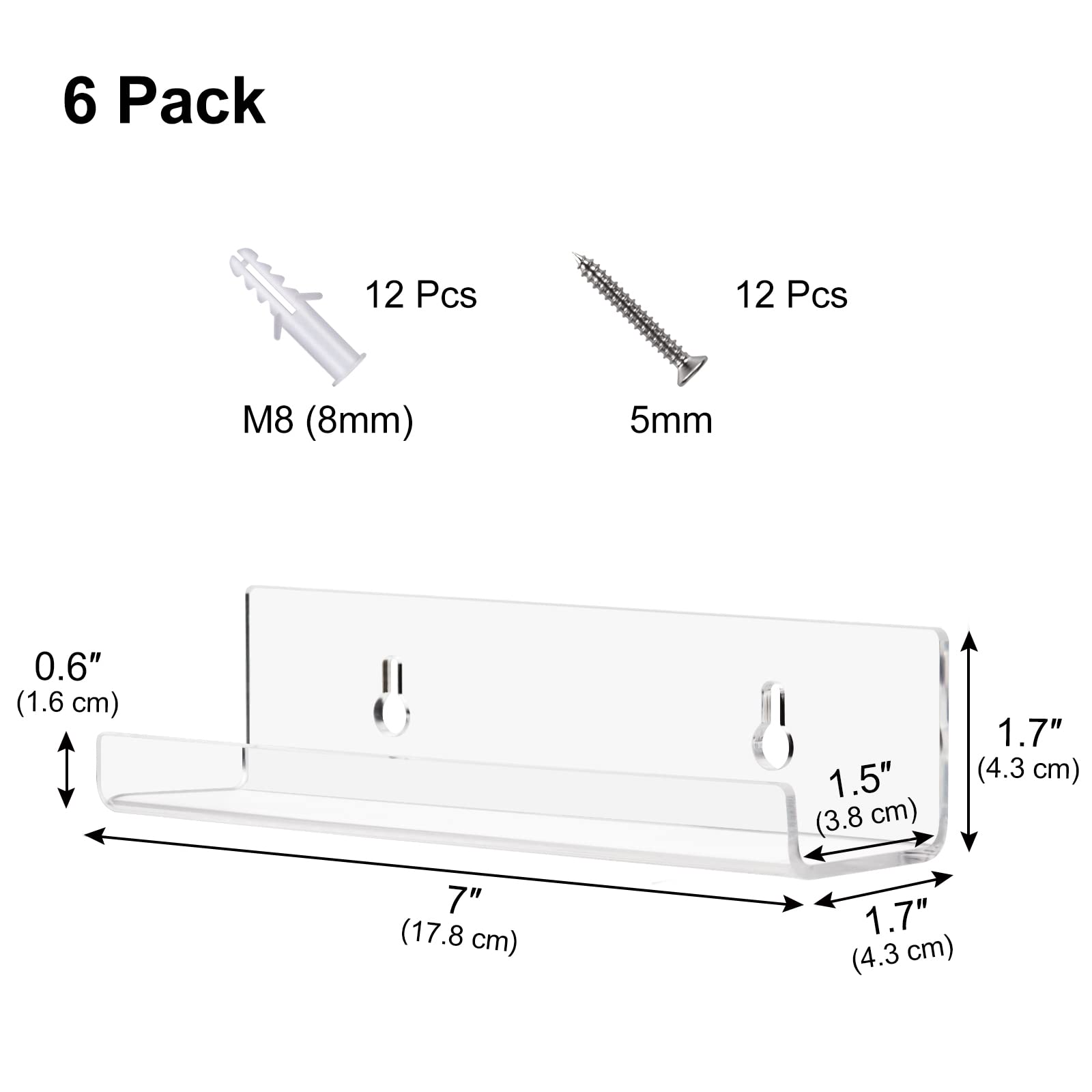 Mensole Per Dischi In Vinile Acrilico - 6 Pezzi 30.4x3.8x4.3cm, Montaggio A Parete - Foto 10