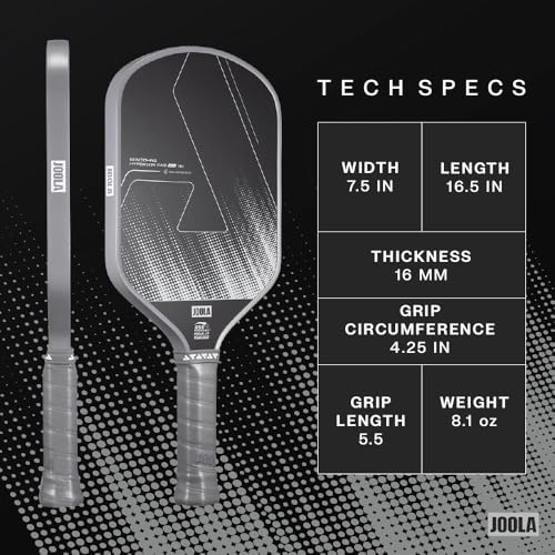 Image of JOOLA Ben Johns CAS 16mm Carbon Fiber Pickleball Paddle - CAS Surface Tech - Control & Power Paddle - USAP Approved - Aero Curve - Feel-Tec Pure Grip - NFC Chip