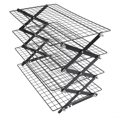 Collapsible Baking Cooling Rack - 2/3/4-Tier Stackable Roasting Tray, Folding Iron Shelves for Cookies and Cakes (Four Layers)