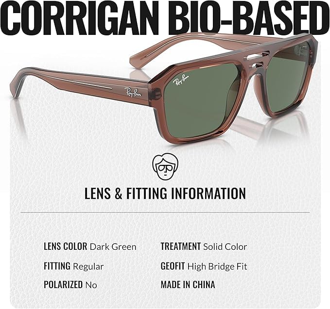 Image of Ray-Ban RB4397 CORRIGAN BIO-BASED Square-Round Shaped Sunglasses for Men & Women with Official RAYBAN Eyewear Kit