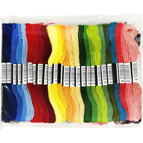 Image of 100-Color DMC Cotton Embroidery Thread Set - 8m Skeins with Center Numbered Labels for Perfect Color Matching