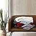 Brielle Home Cozy Cable Knit Throw Blanket - All Season Chic Thick Sweater Knitting for Couch Sofa Bed with Soft Sherpa Lining, Ivory