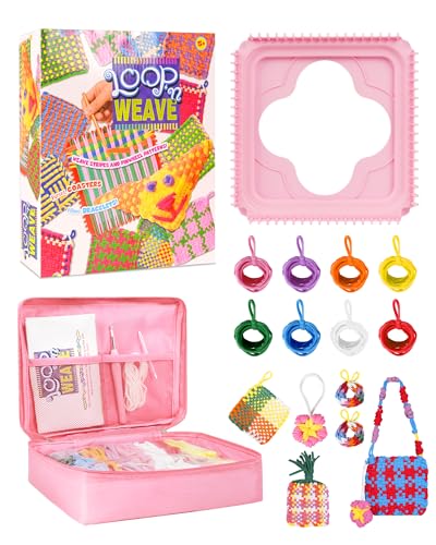 CUUCUVA Weaving Loom for Kids, Potholder Loom Kit Toys, 7.3' DIY Pot Holder Making Kit for Beginners, Creative Arts & Crafts Gifts for Girls Boys Ages 5 6 7 8-12 Year Old