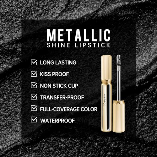 Image of Depuplum Black Lipsticks for Women Metallic Glitter Lipstick Long Lasting