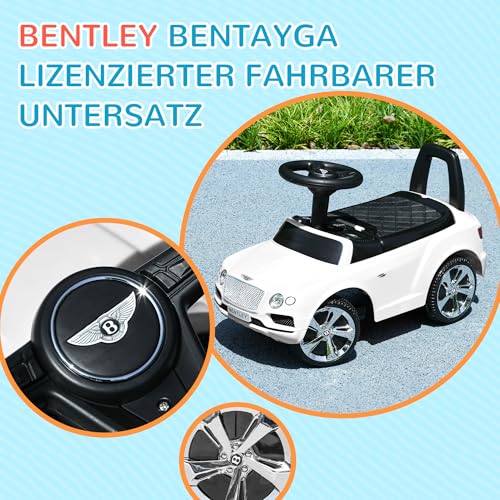 AIYAPLAY Bentley Bentayga Rutschauto, Rutscherfahrzeug mit Hupe und Musik, Kinderfahrzeug, Kinderauto mit Kippschutz für Kinder ab 18 Monaten Weiß 67 x 29 x 39 cm – Bild 4