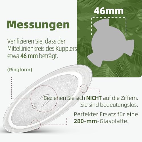 Gemroom 28cm Mikrowellen Glas Platte Drehteller Für Whirlpool 280 mm Mikrowellen Glas Platte Drehteller Für Whirlpool W11401795 W10398722 481246678407 481246678396