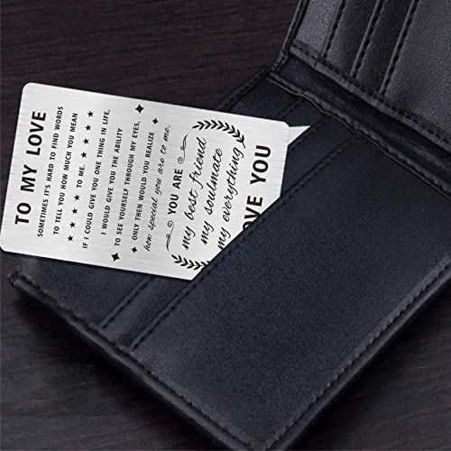 Alotozo To My Love Engraved Wallet Card - I Love You Cards Gifts for Him Her Men Women - Valentines Day Gift4