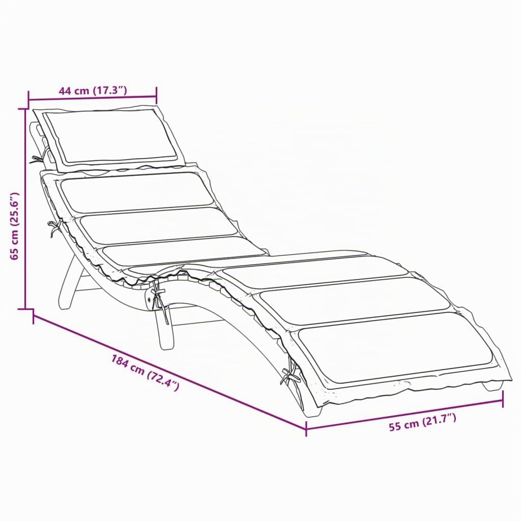 Refined Akazienholz Massiv Sonnenliege Klappbar Gartenliege Liegestuhl Holzliege Liege Gartenmöbel Saunaliege Sonnenliege mit Auflage Beige Massivholz Akazie