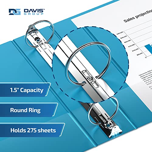 Image of Easyview 3-Ring Binder, Clear-View Cover, 1.5 inch Round Rings, Turquoise, 6 Pk | Heavy-duty binder, fits 8.5 inch x 11 inch paper, customizable cover, made in Canada, ideal for school or office use