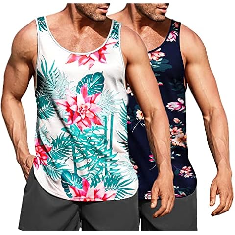 COOFANDY Men's Floral Tank Top 2 Pack Cover