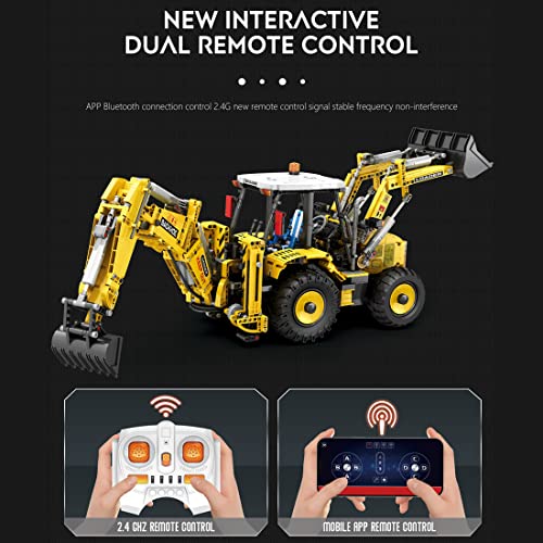 Misini 22018 Rc Excavator Backhoe Front Loader Truck Building Set, Moc Engineering Vehicle Building Block For Adults, Construction Bulldozer Back Hoe Model Building Toy Gift For Men And Boys #TOP2