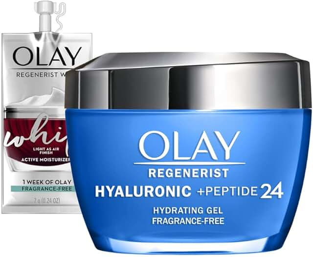 Olay Regenerist Hyaluronic Acid + Peptide 24 Gel Face Moisturizer for All Day Skin Hydration, Fragrance-Free, 1.7 oz with ...