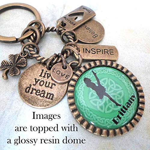 Custom Name Irish Dancing Keychain, Backpack Clip or Necklace, Map of Ireland, Shamrock, Live Your Dream, Follow Your Heart, Girls, Teens, Women, Irish Dancer Gift4