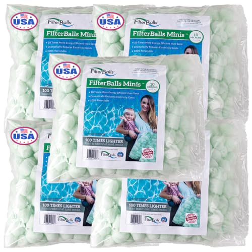 Filter Balls Minis Water Filter Media – Easy to Install for Above Ground & Residential Pools – Replaces Sand, Zeolite & Mystic White – 5 Bags (1/2 Cubic Ft. Each)
