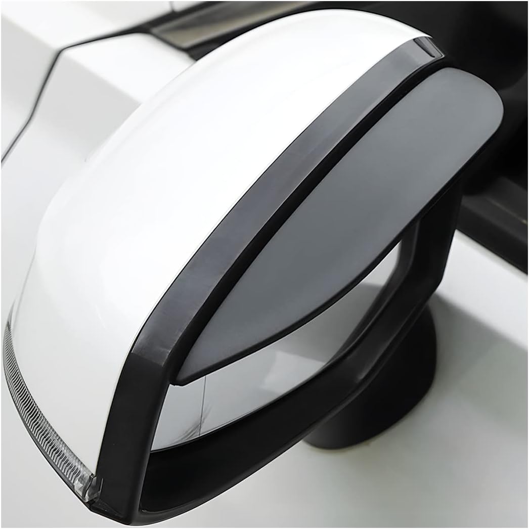 Blilo 2PCS Car Rear View Mirror Rain Visor Guard, Carbon Fiber Side Eyebrow, Waterproof Auto Smoke Universal for Cars, Truck and SUV (Smooth Black),(52)
