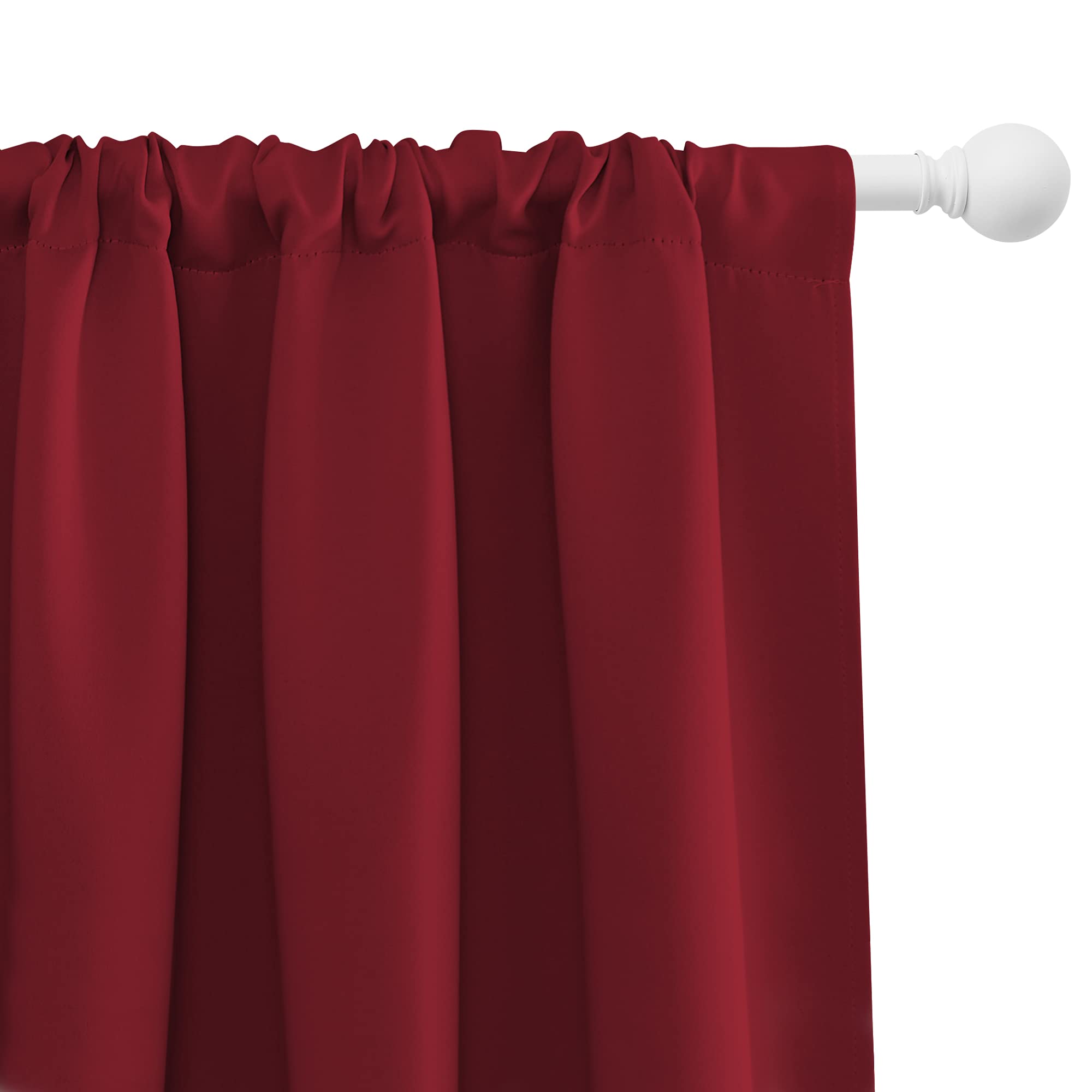 NICETOWN 2 Panels Blackout Curtains 42 x 45 in Burgundy Red with Single Curtain Rod 48-86 inch