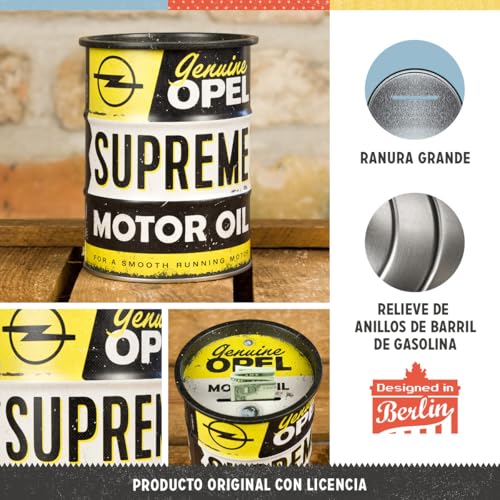 Nostalgic-Art Hucha Retro, 600 ml, Opel – Supreme Motor Oil – Idea de Regalo para Fans de Opel, Official License Product (OLP), para Billetes y Monedas, diseño Vintage - imagen 3