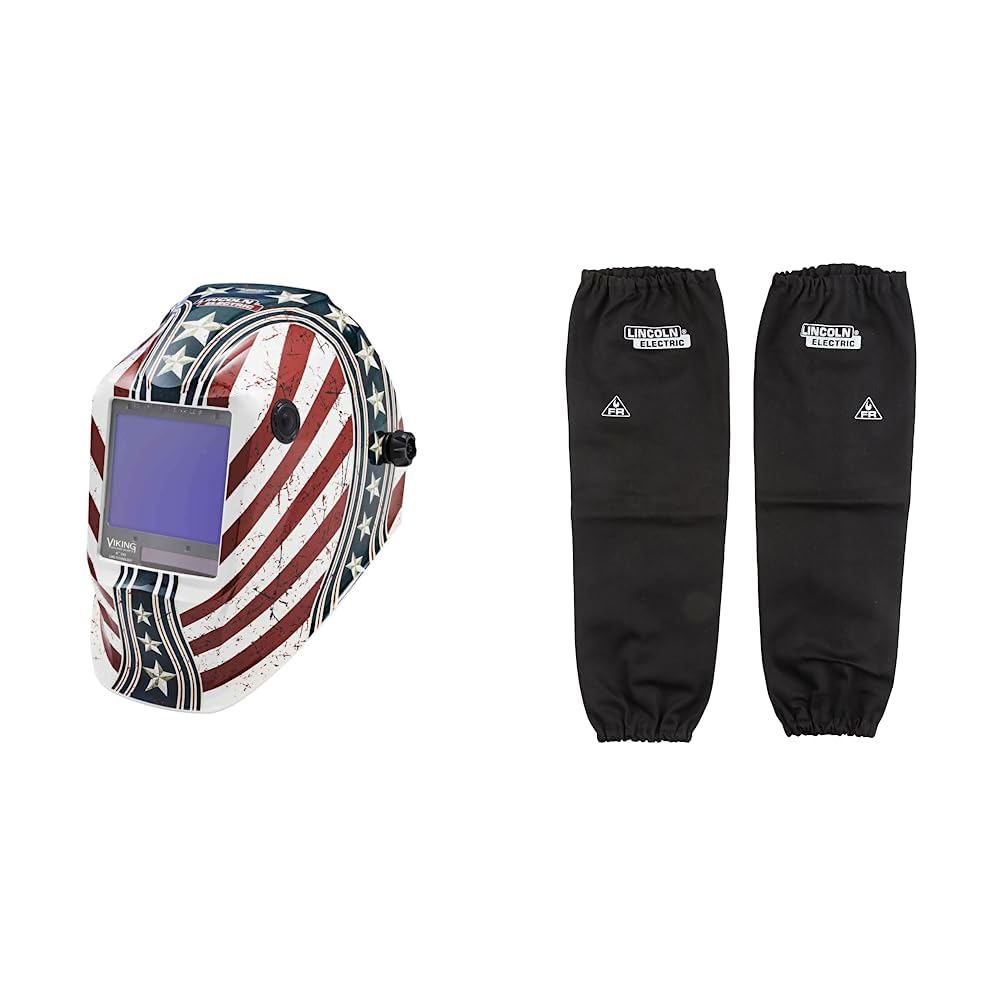 Lincoln ElectricViking 3350 Daredevil Welding Helmet, Large & KH813 Black One Size Flame-Resistant Welding Sleeves