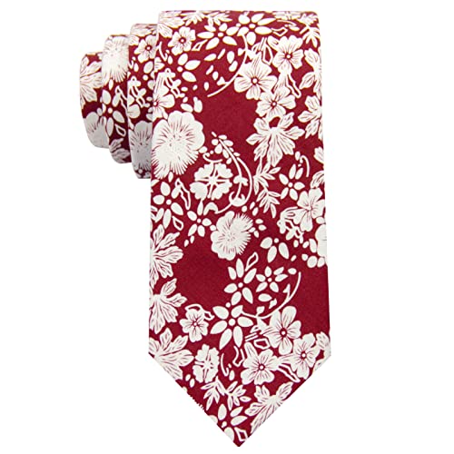 Image of Mantieqingway Floral Ties for Men Skinny Cotton Tie Flower Necktie