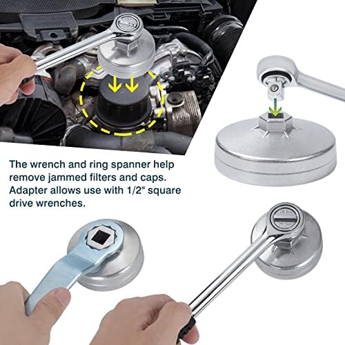 HSEAMALL 23PCS Cup Typ Oil Filter Wrench,Aluminium Cap Oil Filter Wrench Removal Car Socket Remover Tool Kit