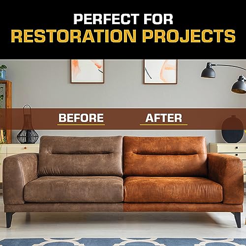 FORTIVO Leather Recoloring Balm with Mink Oil, Couch Repair Kit, Leather Dye and Restorer for Furniture - Black