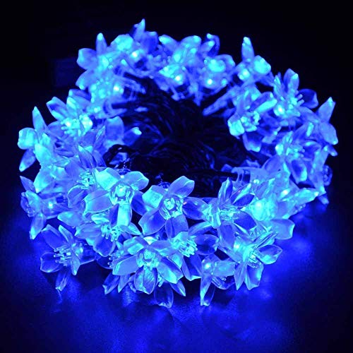 Image of Quace DC String Lights 16 LED Blue Blossom Flower Light