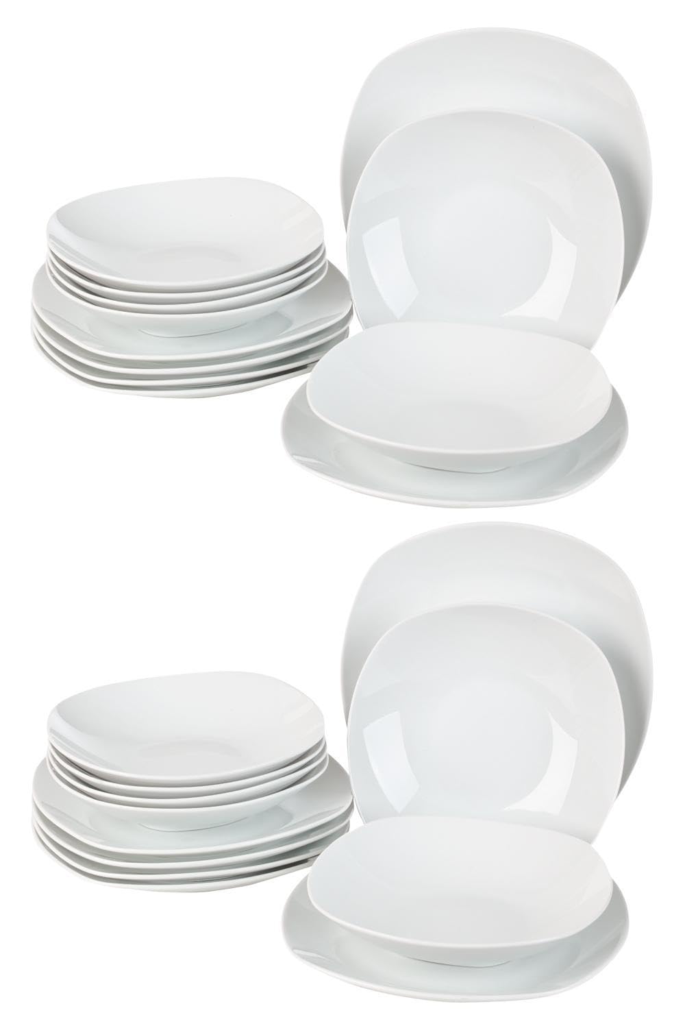 Tafelservice Geschirrset Tafel-Service - 24-tlg. (12 Personen) - Weiß - Porzellan