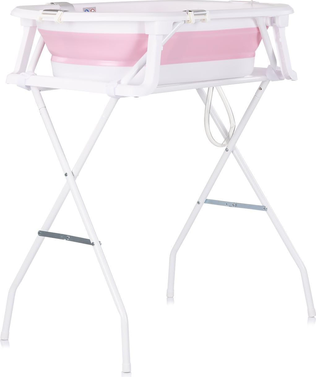 Chipolino Zestaw wanienki dziecięcej Malibu 78 cm, stojak, składany, termometr, odpływ różowy