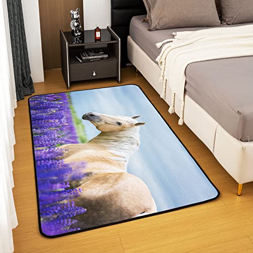 Homemissing Horse Area Rug 100x150cm Galloping Horse Botanical Theme Living Room Rugs For Bedroom Home Decor Wildlife Carpet Ultra Soft Non-Slip Indoor Floor Mat - Image 4