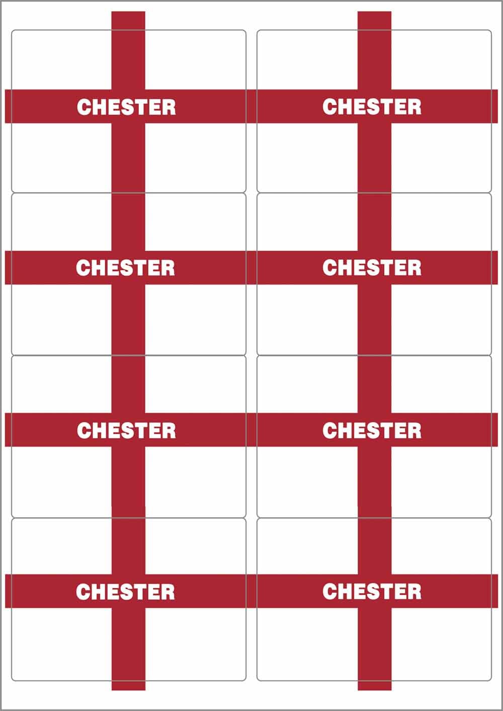 Chester England Flag Rectangular Matt Paper Stickers A4 Sheet of 8 (Each Sticker is 99mm x 68mm)