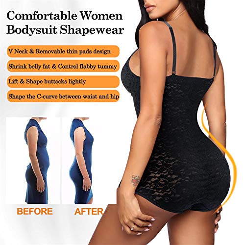 BRABIC Lace Bodysuit for Women Tummy Control Shapewear Sleeveless Tops V-Neck Backless Camisole Jumpsuit Shaper2