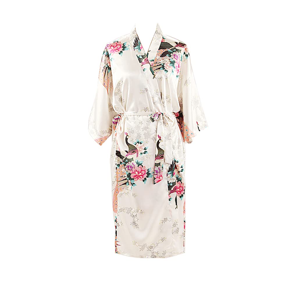 Max HsuanLadies Plus Loose Satin Kimono Robe Dressing Gown Wedding Bridesmaid Sleepwear Bathrobe UK Size 8-24