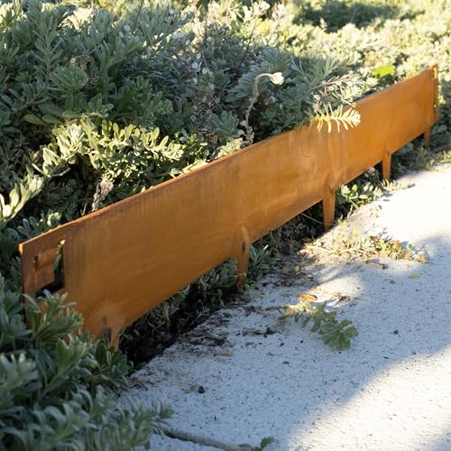 GardenGrace Rasenkante aus Cortenstahl mit runder Kante 1 5mm dick 16cm hoch - Premium Beeteinfassung Metall - Flexible Beetumrandung aus Edelrost Stahl für Garten| Rasenbegrenzung| (10)