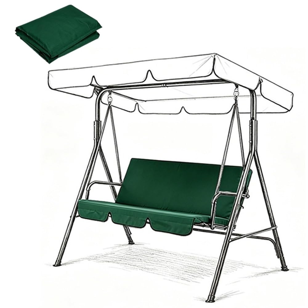MACAGGTNTU Replacement Swing Seat Cover 210D Oxford Cloth Bench Swing Cushion Covers Outdoor Swing Cover Replacement For Patio Courtyard Garden 150x50x10cm(Green,130x45x8cm/51x18x3in)
