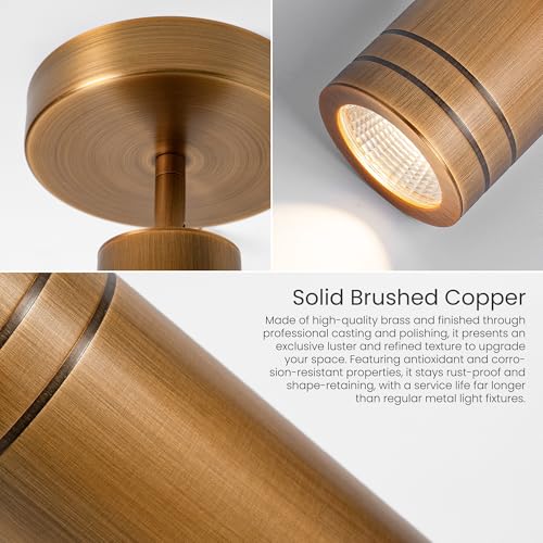Image of 12W LED Dimmable Brass Wired Ceiling Spotlight Indoor - Solid Copper