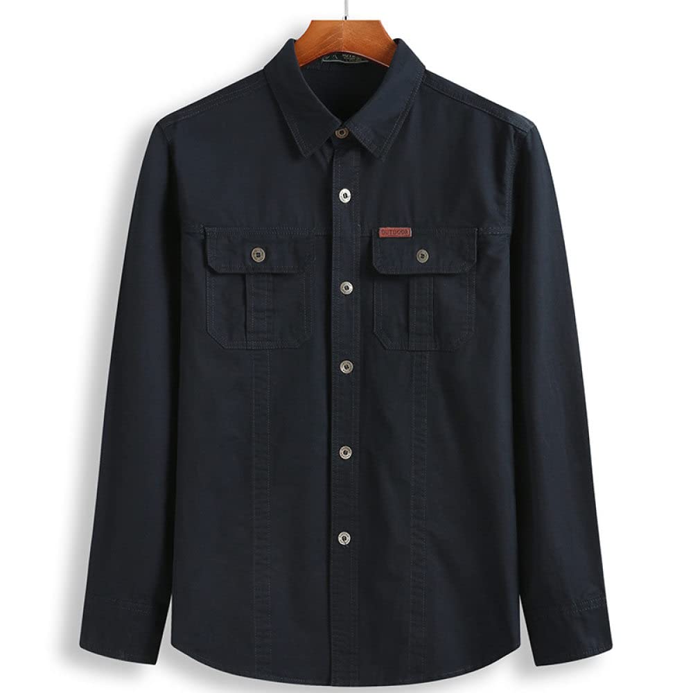 HGJH Herren Flanellhemd, Herren-Langarmhemd Thermo Große Größe Tooling Retro-Schwarzhemd Button-Down-Baumwollholzfäller-Bequemhemd Lässiges Arbeitshemd Für Männer Und Jungen