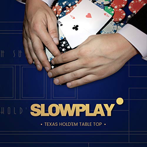SLOWPLAY 70 x 35 Inch Texas Hold'em Poker Mat | Portable Poker Table Top with Art Deco Layout Print, Smooth Premium Surface, Noise Reduction, and Carrying Tube for Games Everywhere - Thumbnail 7