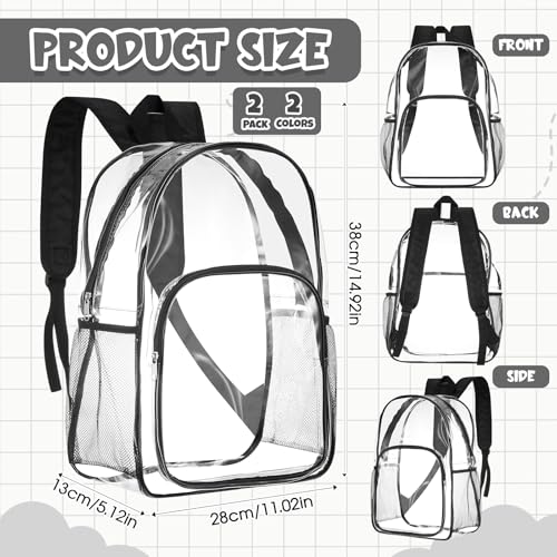Image of Amylove 2 Pcs Clear Backpack for Stadium Events Heavy Duty PVC Transparent Bookbag for College Workplace Security(15 Inches, 2 Color)