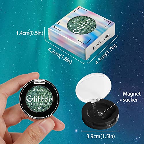 Multichrome Glitter Shimmer Eyeshadow Makeup Palette For Eye,Multichrome Holographic Eyeshadows,Smooth Vibrant Pigment Powder,Long Lasting With No Creasing,Blue Green Gold,Talc Free & Cruelty Free #TOP5