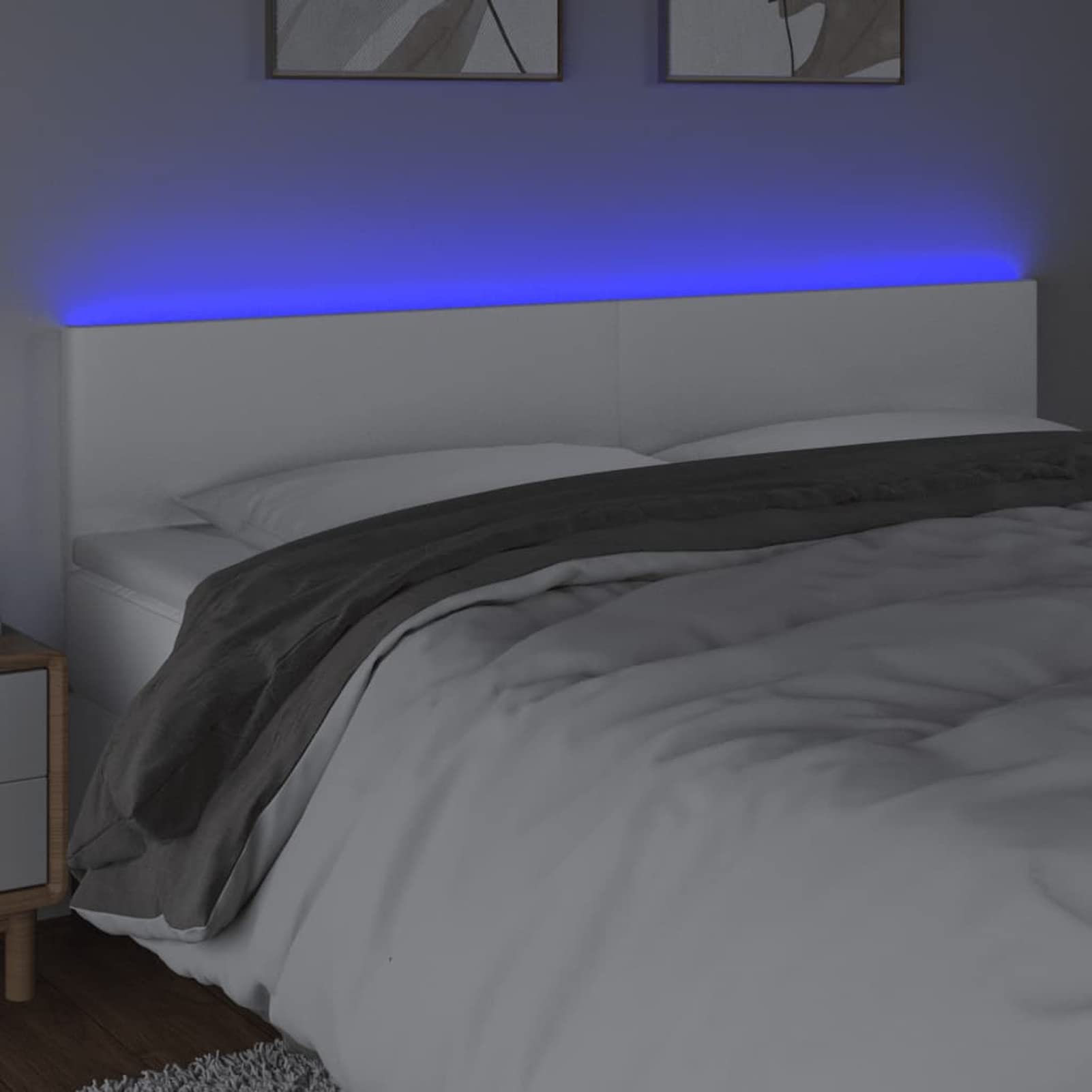 ShGaxin Cabecero con LED, Cabeceros Cama, Cabeceros Moderno, Cabezales Cama, Muebles Habitacion, Mueble Cabecero,Cama Cabeza, Cuero sintético Blanco 160x5x78/88 cm