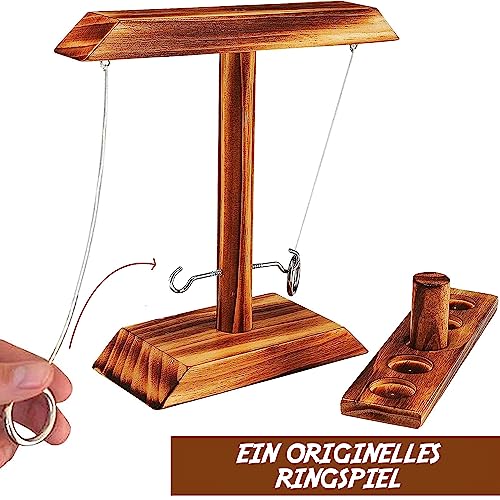 Original Cup Ring Toss® Game | Geschicklichkeitsspiel aus Holz | Premium Qualität | Hängende Ringwurfmaschine | Wer ist der Schnellste? | Innen & Außen | Erwachsene | 100% Holz | 100% Spaß | SparkL®