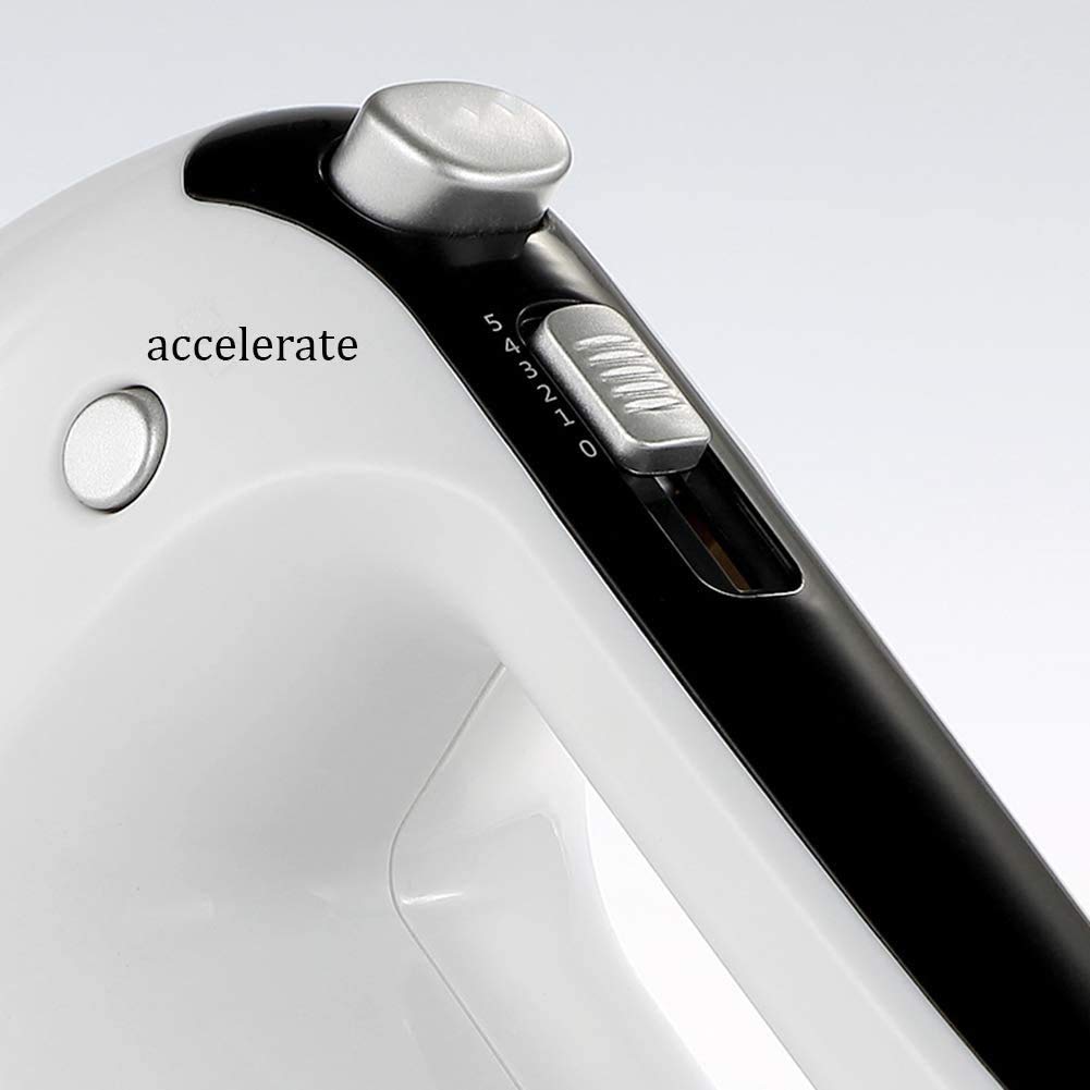 Frullatore Manuale a 5 velocità, Elettrico, frullatore da Cucina Ultra Potente da 200 W, con 4 attacchi in Acciaio Inossidabile (2 fruste cablate, 2 Ganci per impastare)