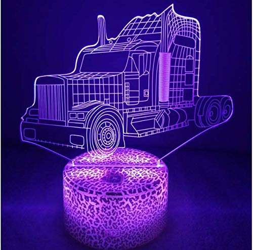 Lampada 3D Notte A Led Con Effetto Ottico - Camion E Auto - 7 Colori + Modalità Sfarfallio - USB - Decorazione Acrilica - 4