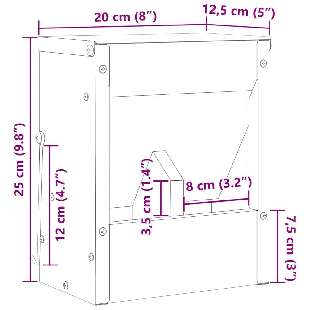 Comedero para conejos de acero galvanizado, color plata, 20 x 12,5 x 25 cm, capacidad de 3 kg, con gancho, resistente al agua y a la intemperie, para interior y exterior, suministros para