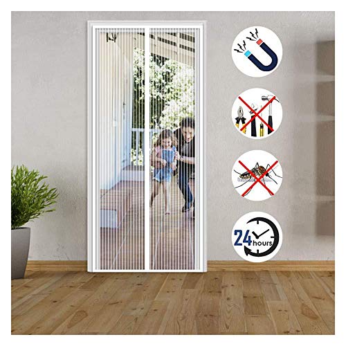 Cortina magnética de protección contra insectos para puerta, cierre automático, fácil de instalar sin taladrar para sala de estar deslizante (90 x 964 cm)